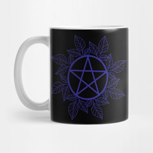 Blue Leafy Pentagram Mug